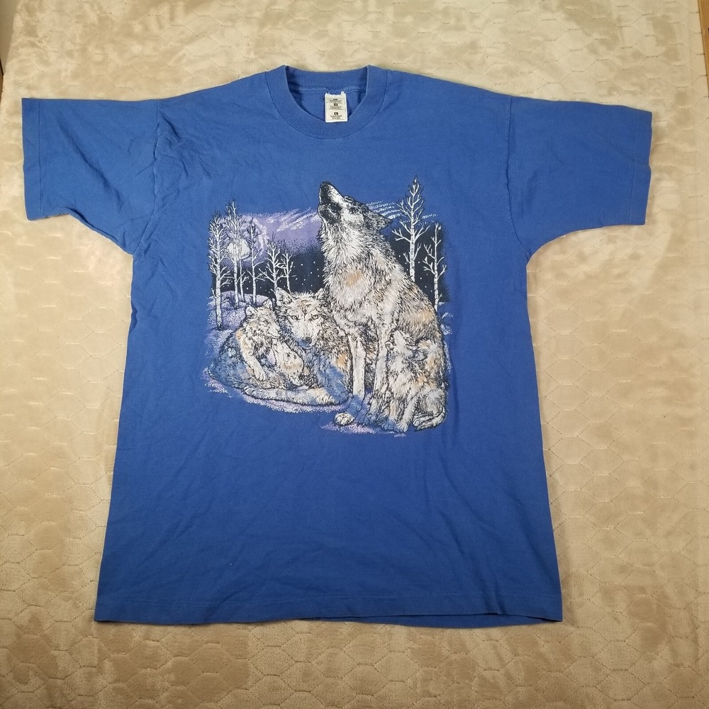 VTG 90's Wolf Pack Graphic T-Shirt Sz XL Single Stitch See Pics